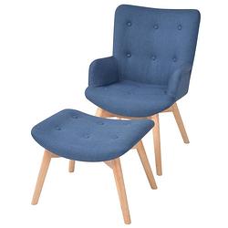 Foto van Vidaxl fauteuil met voetenbankje stof blauw