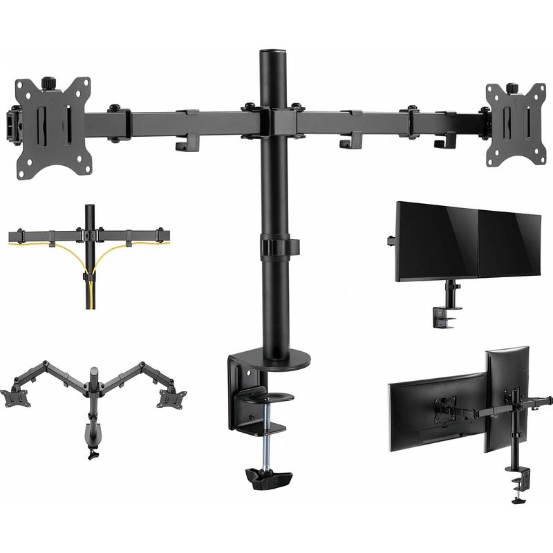 Foto van Monitorarm gaming 2 beelschermen - monitor beugel - draaibaar kantelbaar roteerbaar