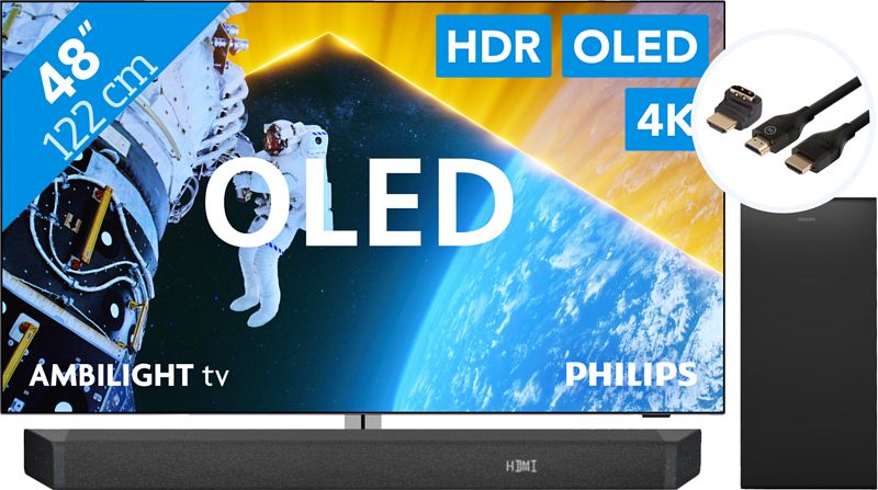 Foto van Philips 48oled809 - ambilight (2024) + soundbar + hdmi kabel