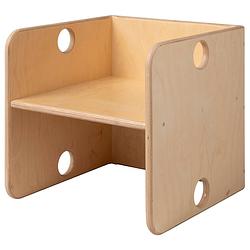 Foto van Van dijk toys houten kubusstoel / kinderstoel naturel - 35x35x35 cm vanaf 1 jaar (kinderopvang kwaliteit)