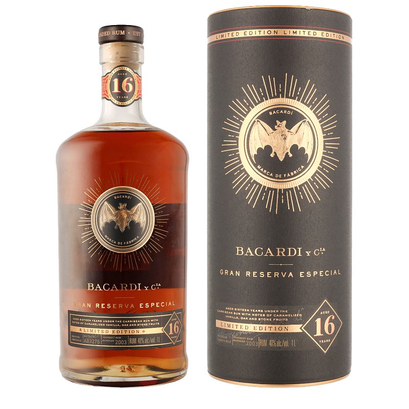 Foto van Bacardi gran reserva especial 16 years limited edition 1ltr rum + giftbox