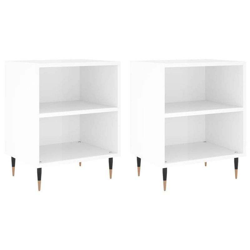 Foto van The living store nachtkastje - elegant - bedkasten - 40 x 30 x 50 cm - hoogglans wit