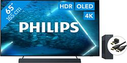 Foto van Philips 65oled707 - ambilight (2022) + soundbar + hdmi kabel