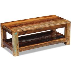 Foto van The living store salontafel antieke stijl - gerecycled hout - 90x45x35cm - uniek