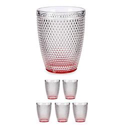 Foto van Set van 6x stuks luxe drinkglazen/waterglazen van 300 ml transparant/rood - drinkglazen