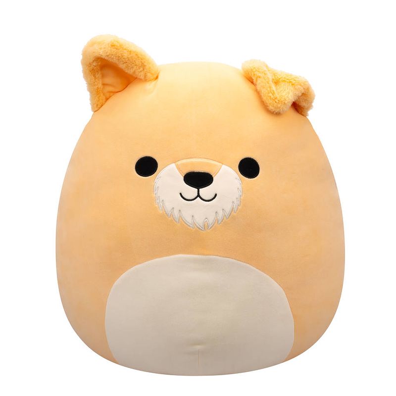 Foto van Squishmallows knuffel cooper de bruine hond met een witte buik - 50 cm