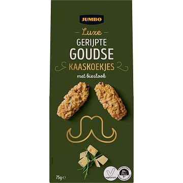 Foto van Jumbo goudse kaaskoekjes met bieslook 75g