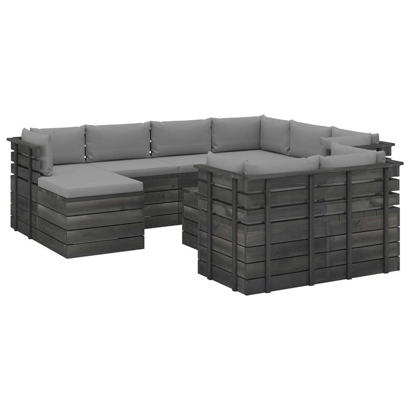 Foto van Vidaxl 10-delige loungeset met kussens pallet massief grenenhout