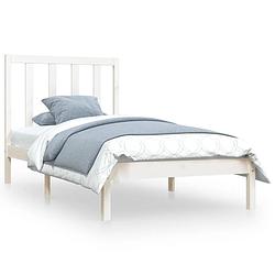 Foto van The living store houten bedframe - grenen - bed - 205.5 x 95.5 x 100 cm - wit