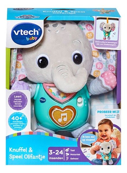 Foto van Vtech baby knuffel & speel olifantje grijs