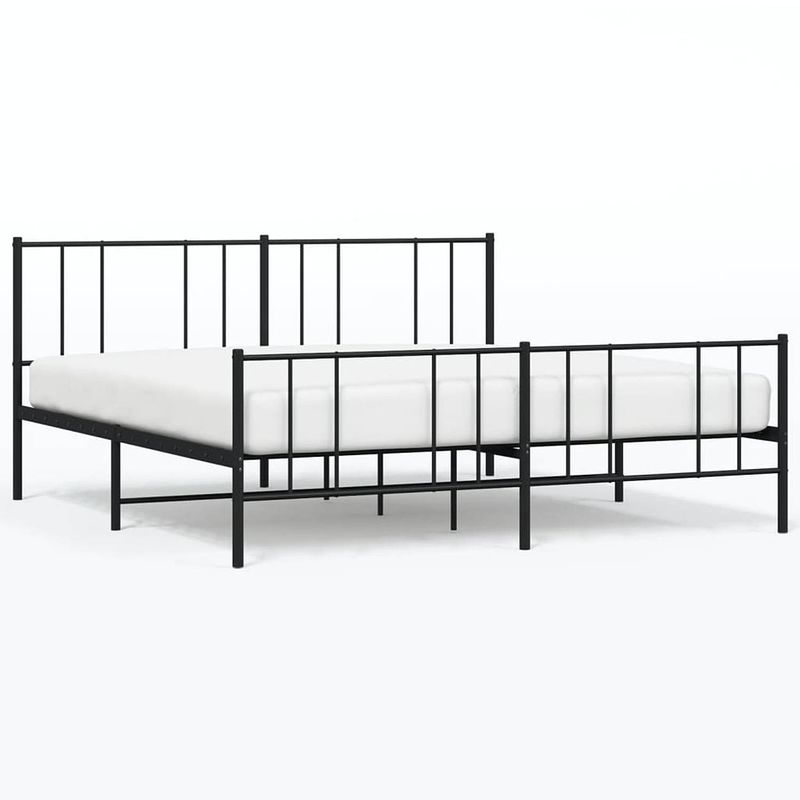 Foto van Vidaxl bedframe met hoofd- en voeteneinde metaal zwart 183x213 cm