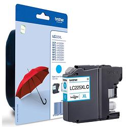 Foto van Brother inktcartridge, 1.200 pagina'ss, oem lc-225xlc, cyaan, op blister 10 stuks