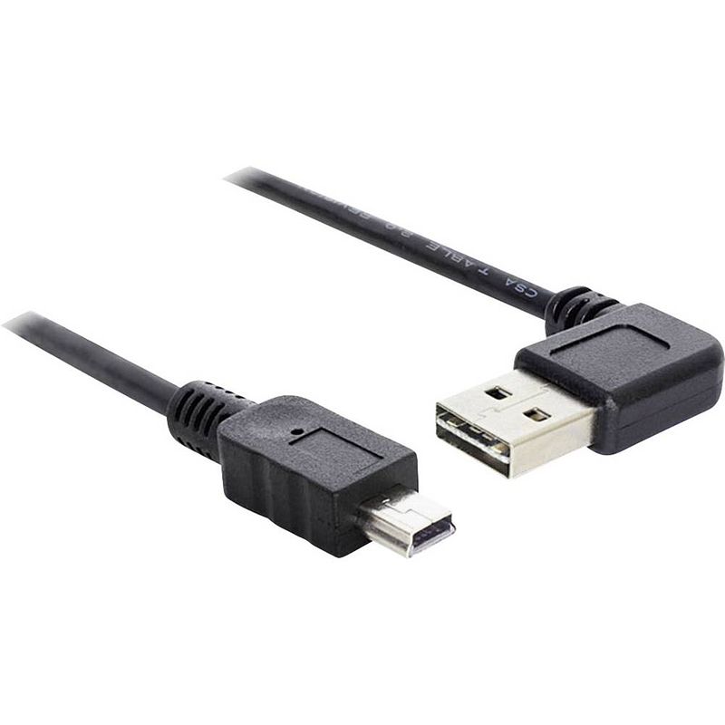 Foto van Delock usb-kabel usb 2.0 usb-a stekker, usb-mini-b stekker 1.00 m zwart vergulde steekcontacten, ul gecertificeerd 83378