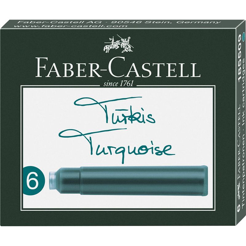 Foto van Inktpatronen faber castell turquoise doosje a 6 stuks