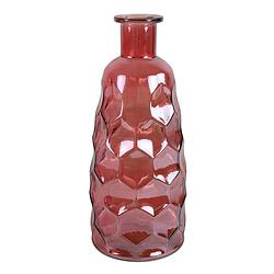 Foto van Countryfield art deco bloemenvaas - donkerroze transparant - glas - fles vorm - d12 x h30 cm - vazen