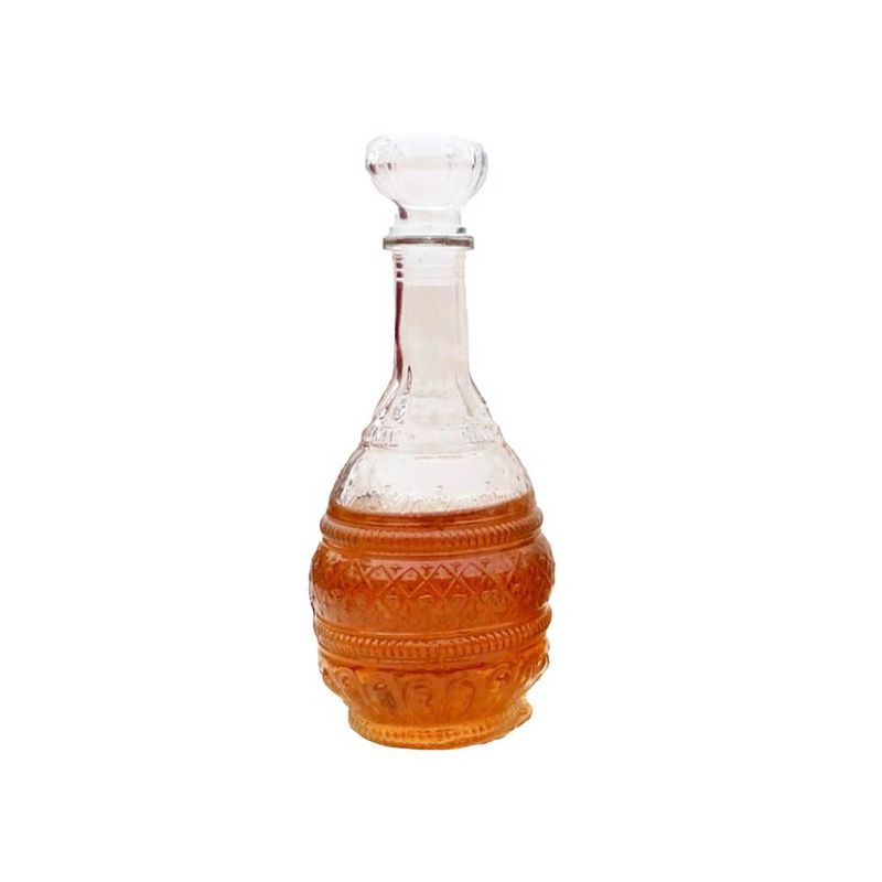 Foto van Glazen whisky water karaffe 1000ml - kristal kristalglas look whiskey fles whiskykaraf/whiskyfles met structuur