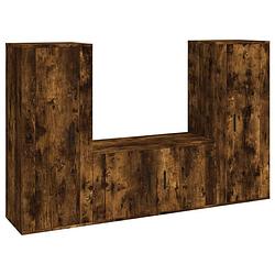 Foto van The living store tv-meubelset - tv-meubel - 40 x 34.5 x 100 cm - gerookt eiken