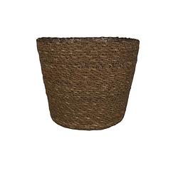 Foto van Plantenpot/bloempot van jute/zeegras diameter 18 cm en hoogte 16 cm camel bruin - plantenpotten