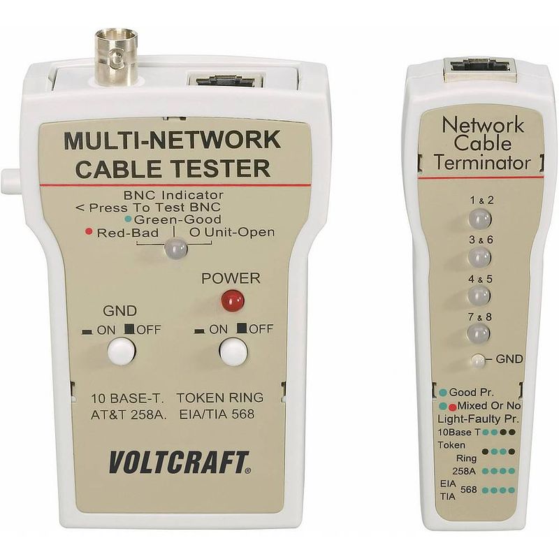 Foto van Voltcraft ct-1 ct-1 kabeltester geschikt voor rj-45, bnc