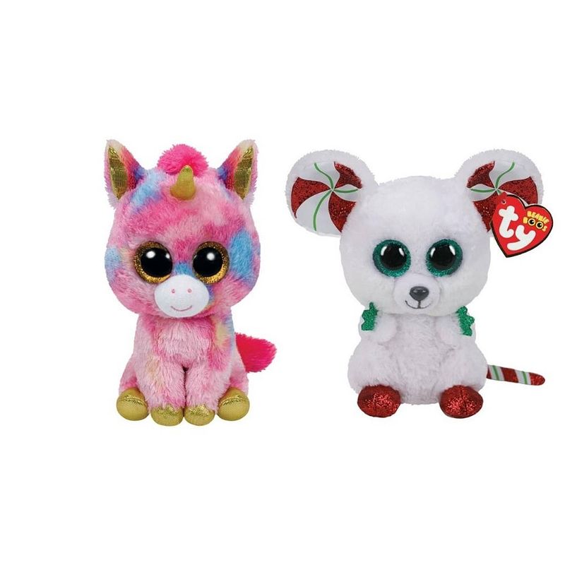 Foto van Ty - knuffel - beanie boo's - fantasia unicorn & christmas mouse