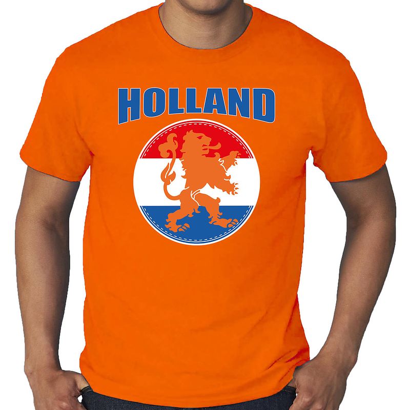 Foto van Grote maten oranje fan shirt / kleding holland met oranje leeuw ek/ wk voor heren 3xl - feestshirts