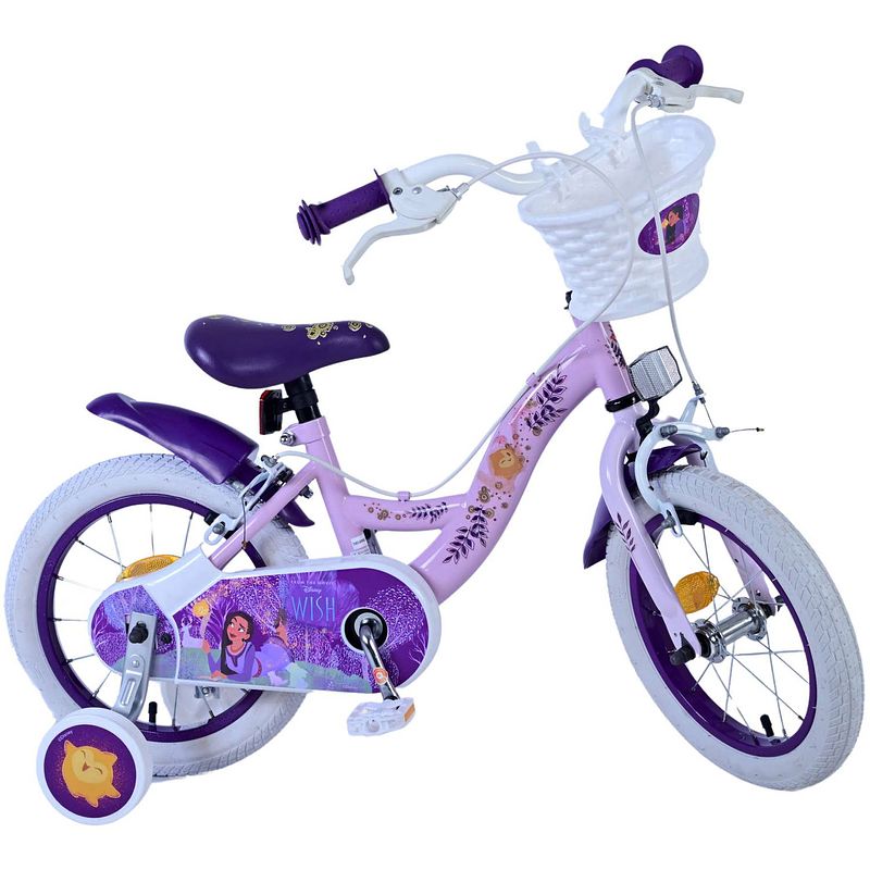 Foto van Disney wish kinderfiets - meisjes - 14 inch - paars - twee handremmen