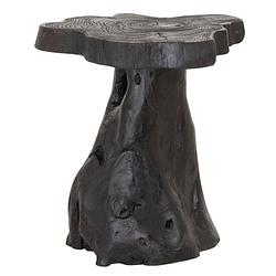 Foto van Must living stool mushroom black,45xø40 cm, black teakwood roots
