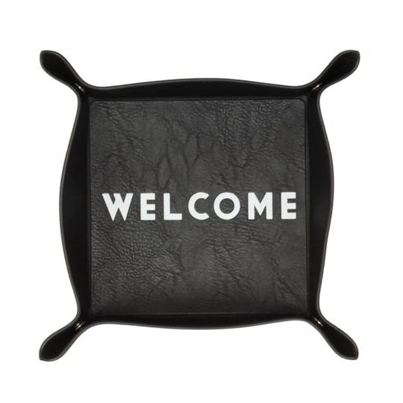 Foto van Fisura dienblad welcome 19 x 19 cm pu-leder zwart