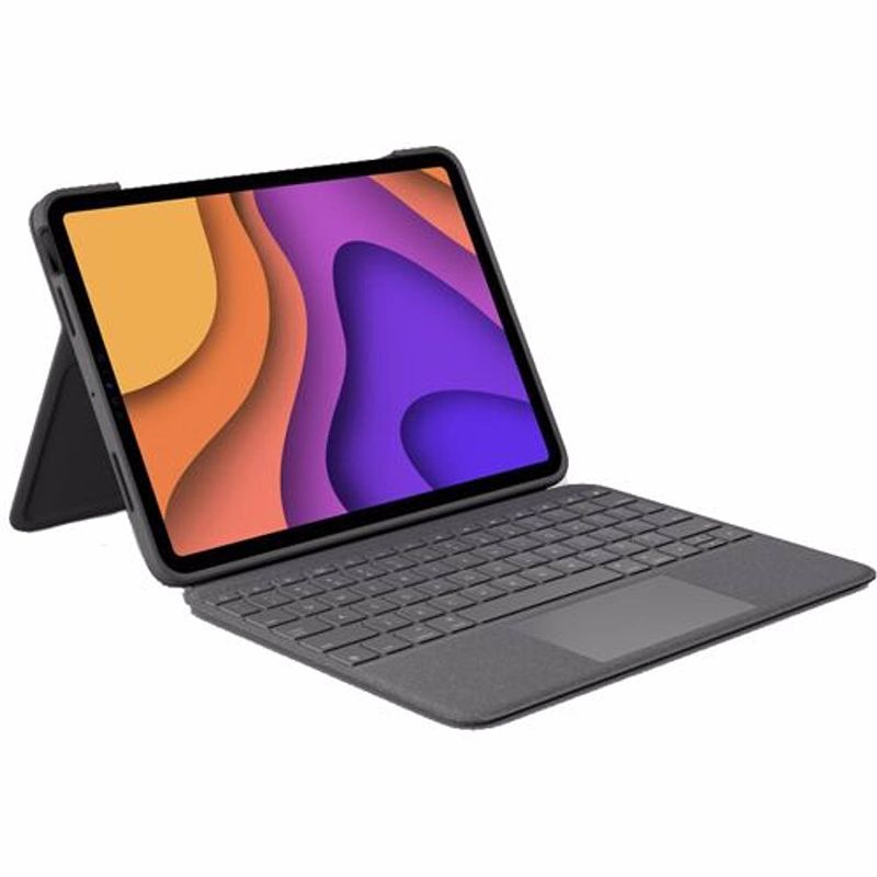 Foto van Logitech folio touch apple ipad air (2022/2020) toetsenbordhoes qwerty grijs