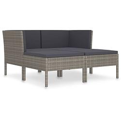 Foto van Vidaxl 4-delige loungeset met kussens poly rattan grijs