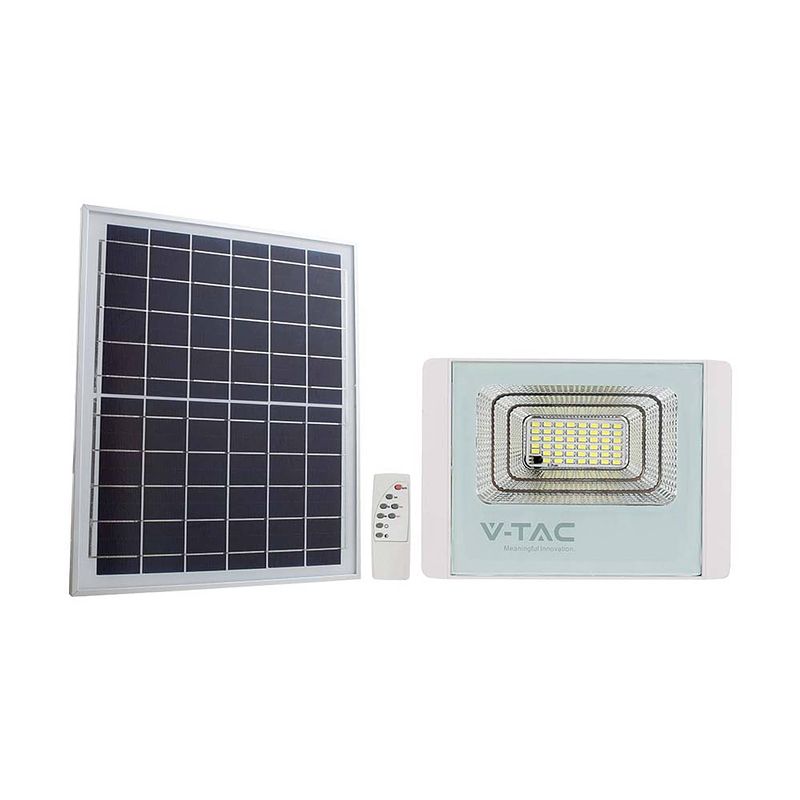 Foto van V-tac vt-60w-w witte solar schijnwerpers - 20w -ip65 - 1650 lumen - 4000k