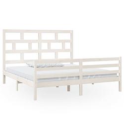 Foto van The living store bedframe - grenenhout - 205.5 x 186 x 100 cm - wit