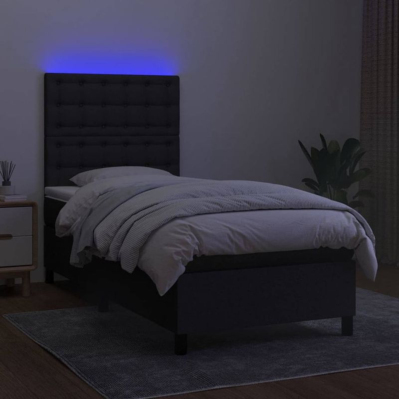 Foto van The living store boxspring bed - led - 203 x 100 cm - zwart