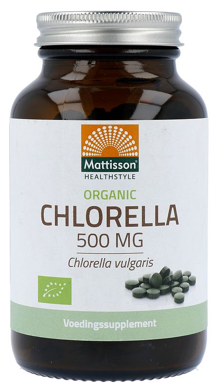Foto van Mattisson healthstyle biologische chlorella 500mg tabletten