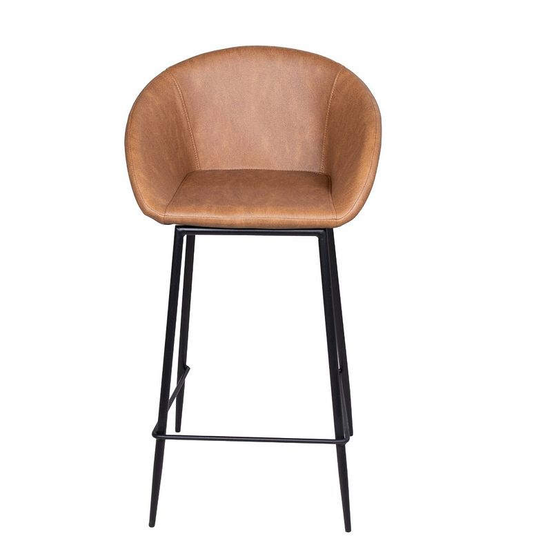 Foto van Giga meubel barstoel bruin kunstleder - 46x50x92cm - barstoel amira