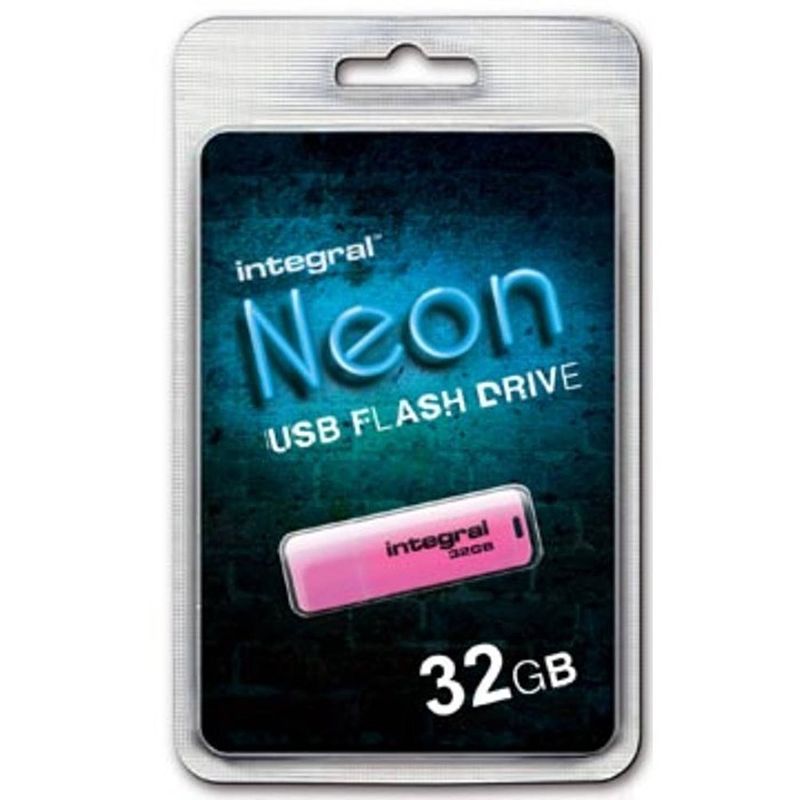 Foto van Integral neon usb 2.0 stick, 32 gb, roze