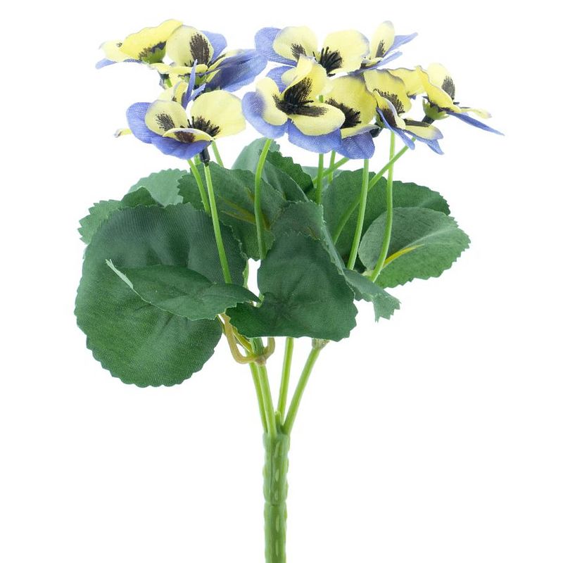 Foto van Pansy bush green/blue 20 cm kunstbloemen