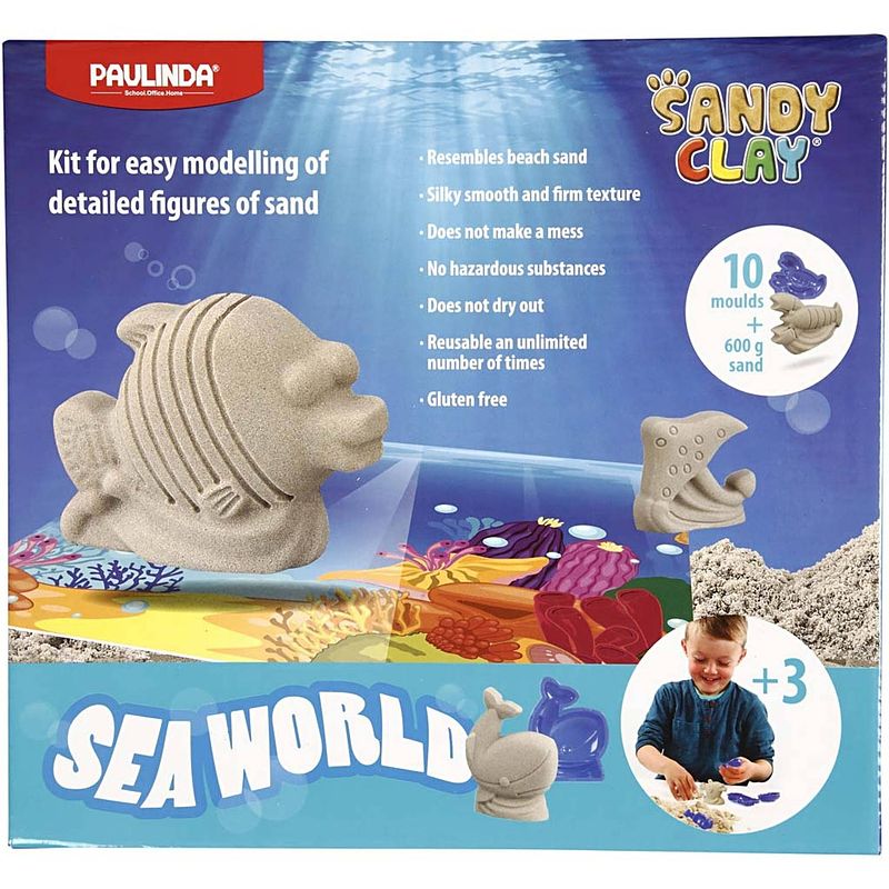 Foto van Sandy clay speelzand seaworld 600 gram met 10 vormpjes