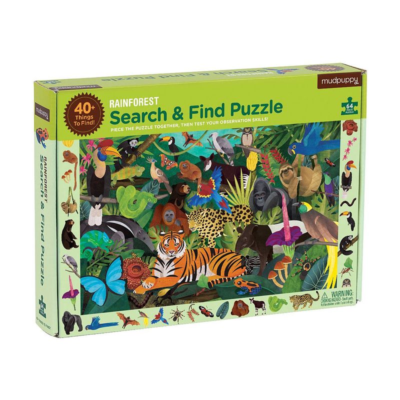 Foto van Mudpuppy zoek & vind puzzel regenwoud - 64 stukjes