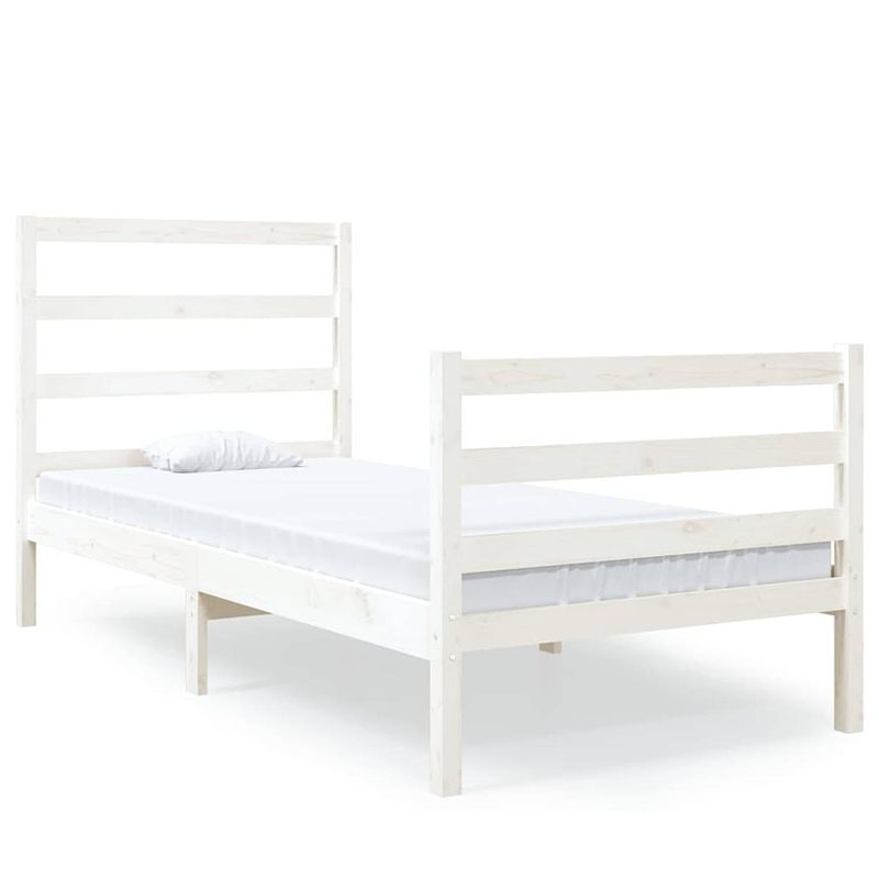 Foto van Vidaxl bedframe massief grenenhout wit 90x190 cm 3ft single