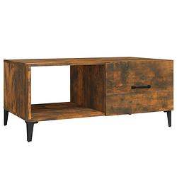 Foto van The living store salontafel gerookt eiken - 90 x 50 x 40 cm - bewerkt hout - ijzer