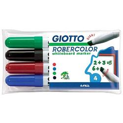 Foto van Giotto robercolor whiteboardmarker maxi, schuine punt, etui met 4 stuks in geassorteerde kleuren