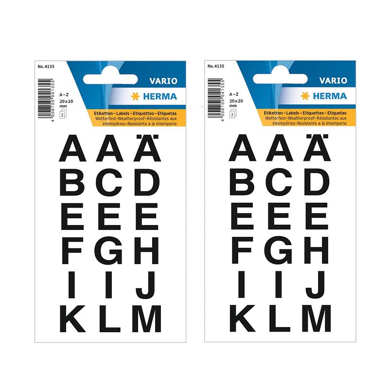 Foto van Stickervellen met 72x stuks alfabet plak letters a-z zwart 20x20 mm - stickers