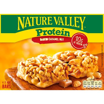 Foto van Nature valley protein gezouten karamelnoten 4 repen 4 x 40g bij jumbo