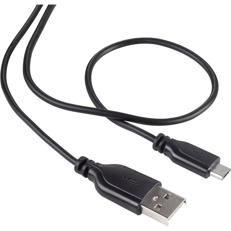 Foto van Renkforce usb-kabel usb 2.0 usb-a stekker, usb-micro-b stekker 1.00 m zwart supersoft-mantel rf-4032111