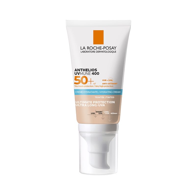 Foto van La roche-posay anthelios uvmune 400 hydraterende zonnebrandcrème spf50+ getint