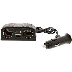 Foto van Dunlop 2-weg splitter 12/24 volt met dubelle usb-poort zwart