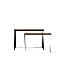 Foto van Light&living side table s/2 100x30x70+120x40x82 cm bryson hout brui...