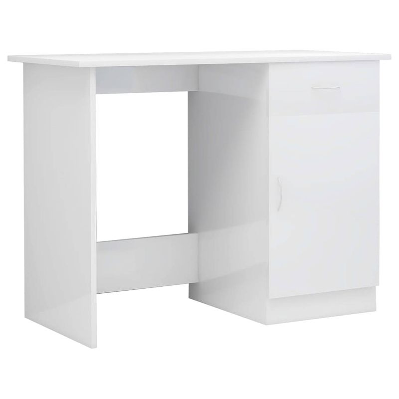 Foto van Vidaxl bureau 100x50x76 cm spaanplaat hoogglans wit