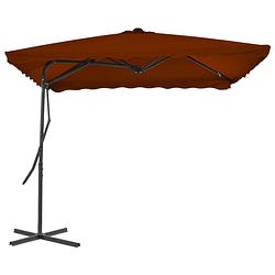 Foto van The living store parasol terracotta 250x250x230 cm - uv-beschermend polyester - 360 graden draaibaar - inclusief